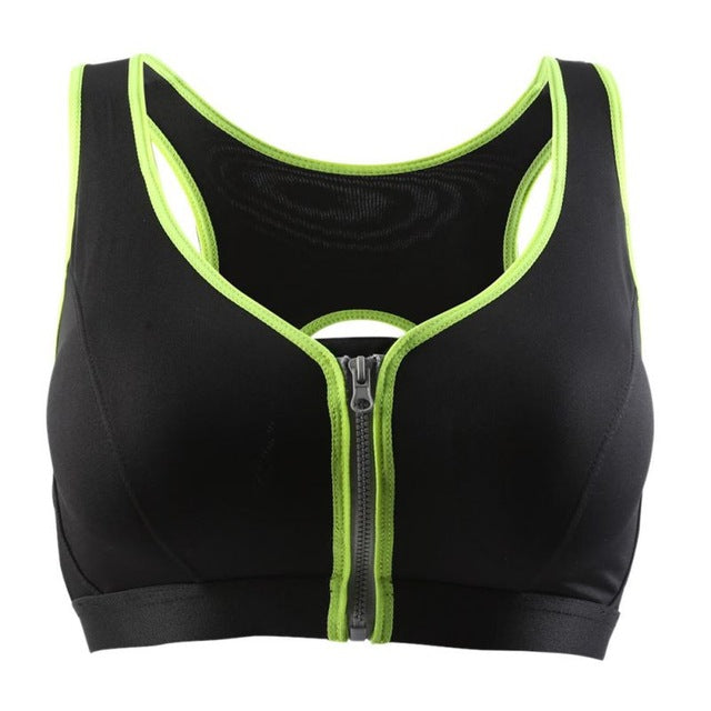 Women Brand Padded Front Zipper Tank Top Running Sports Bra