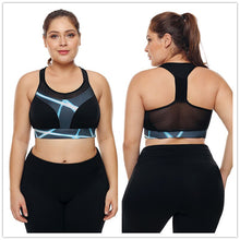 Load image into Gallery viewer, Seamless Fitness Sports Bra Plus Size Black Mesh Strap Yoga Bra