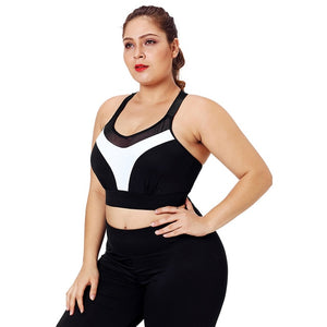 Seamless Fitness Sports Bra Plus Size Black Mesh Strap Yoga Bra