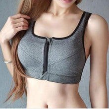 Load image into Gallery viewer, Push Up Sports Bra Zipper Padded black Running Women Seamless