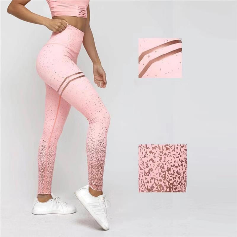 Stamping Yoga Pants Golden High Waist Sports Leggings