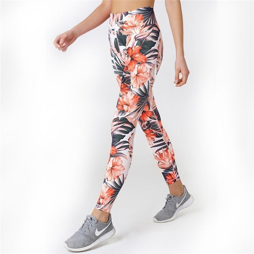 Women Floral Print Fitness Yoga Pants